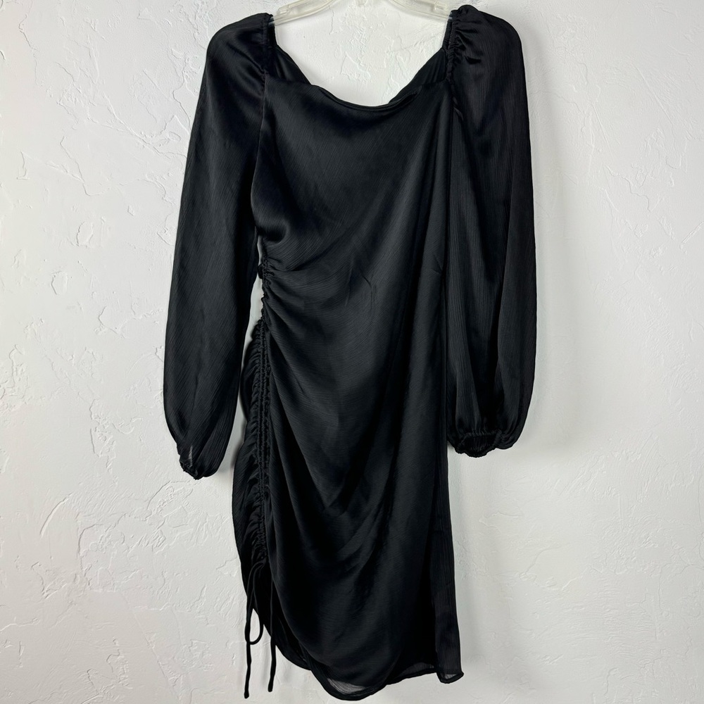 BCBGeneration Black Long Sleeve Ruched Mini Dress